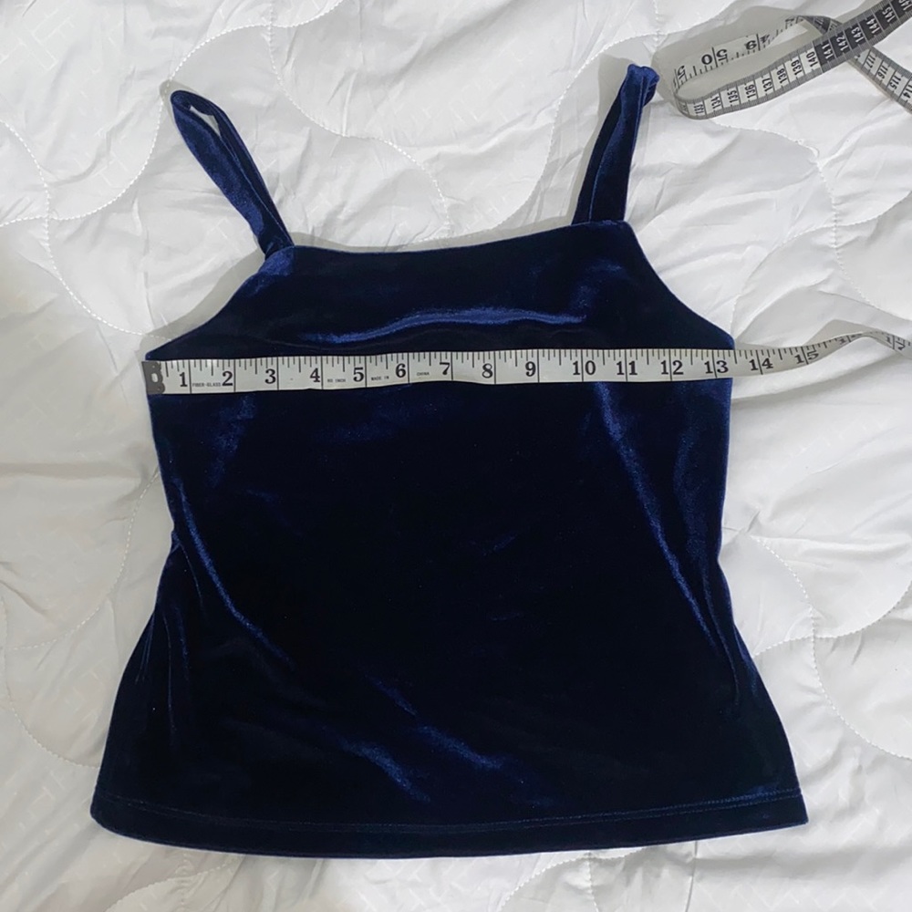 Blue velvet spaghetti strap top